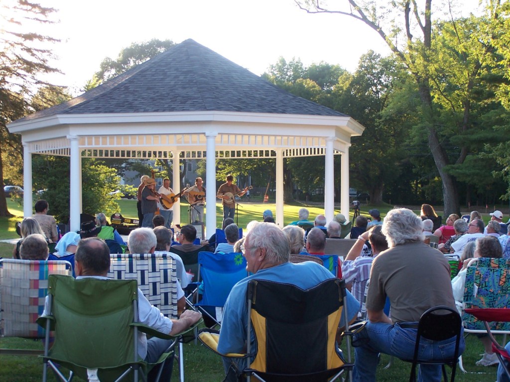 A typical night at the Gazebo with bluegrass music.