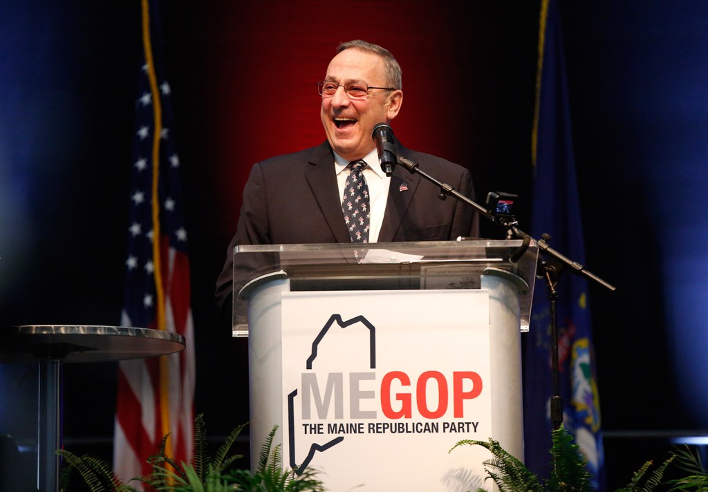 Gov. Paul LePage speaks at the Maine Republican Convention on Saturday in Augusta.