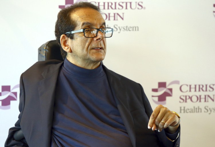 Charles Krauthammer talks about getting into politics during a news conference in Corpus Christi, Texas in 2015.  The Fox News contributor and syndicated columnist says he has "only a few weeks to live" because of an aggressive form of cancer. Krauthammer disclosed his doctors' prognosis in a letter released Friday to colleagues, friends and viewers. Krauthammer wrote that he underwent surgery in August to remove a cancerous tumor in his abdomen.