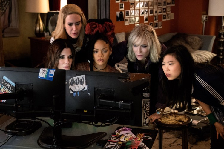 Sandra Bullock, from left, Sarah Paulson, Rihanna, Cate Blanchett and Awkwafina star in "Ocean's 8." 