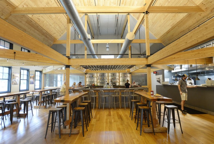 Nonesuch River Brewing, with its handsome, spacious interior juxtaposing stainless steel and natural materials, opened in mid-2017.
