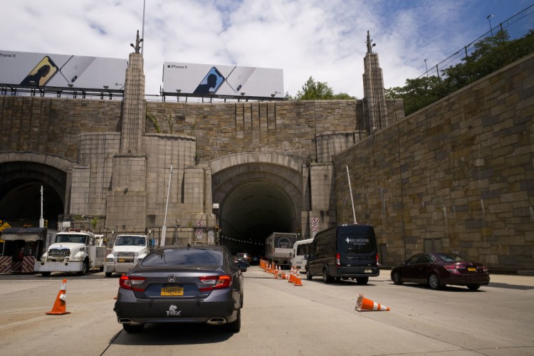 Traffic on Route 495 enters the Lincoln Tunnel en route to New York City in Weehauken, N.J. An estimated two-year rehabilitation project on a section of 495 will create "severe congestion," according to the state's Department of Transportation.