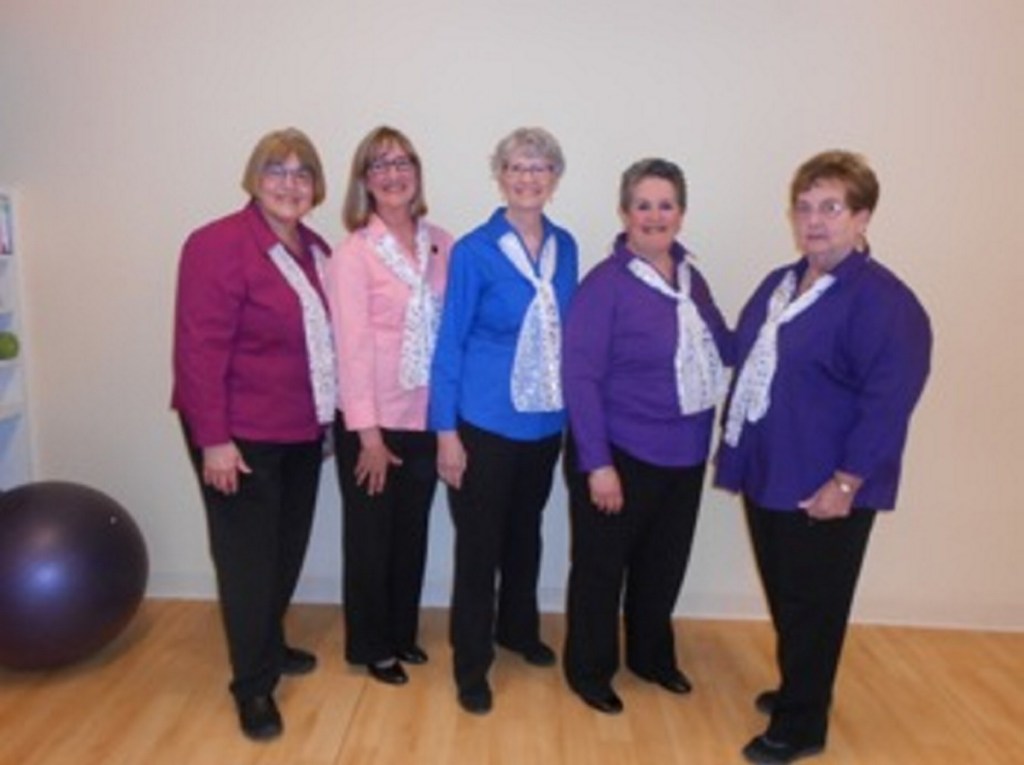 Mainely Harmony officers, from left, are BJ Sylvester-Pellett, Cathy Anderson, Barbara Combs, Candace Pepin and LouAnn Mossler.