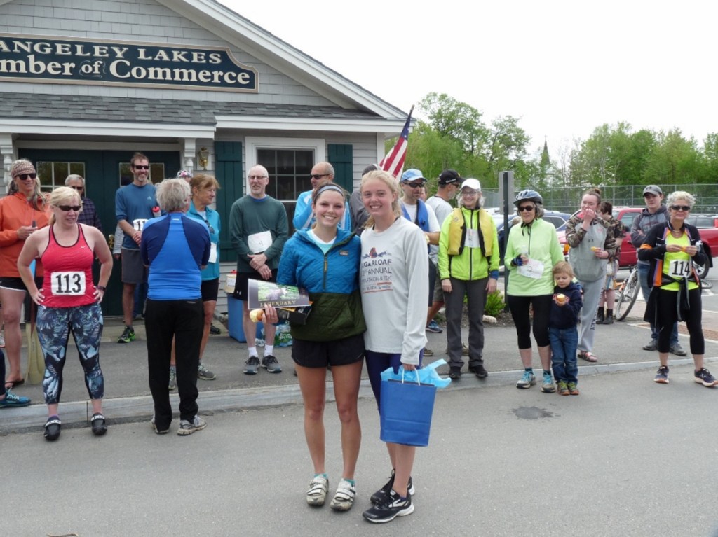 Women's winner of the Rangeley RuKaBi race was Olivia Oulette, right, with Natalie Bolduc, who placed second.
