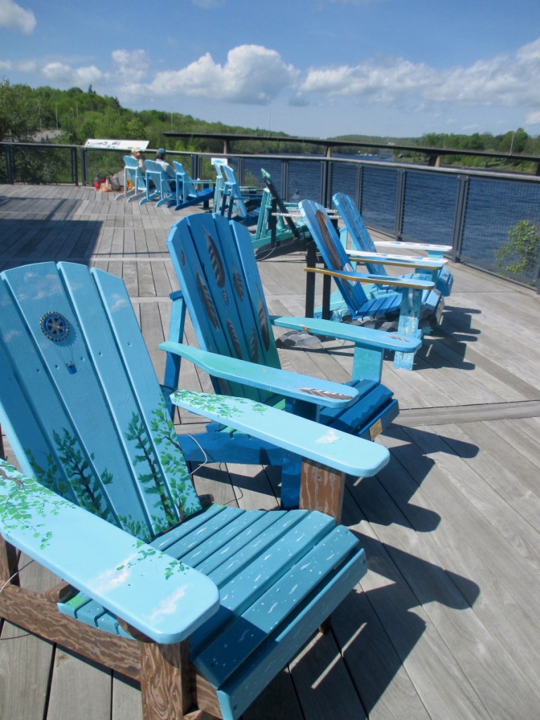 The 11 Alewife Adirondack Chairs sponsored and designed by the Gardiner creative community.