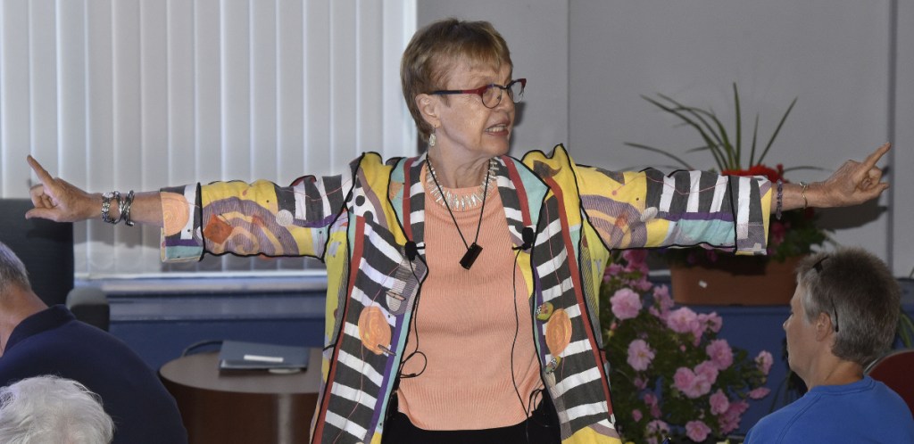 Dr. Carolyn Lukensmeyer was the keynote presenter Tuesday during the 32nd annual Thomas Nevola MD Symposium on Spirituality and Health at Colby College in Waterville.