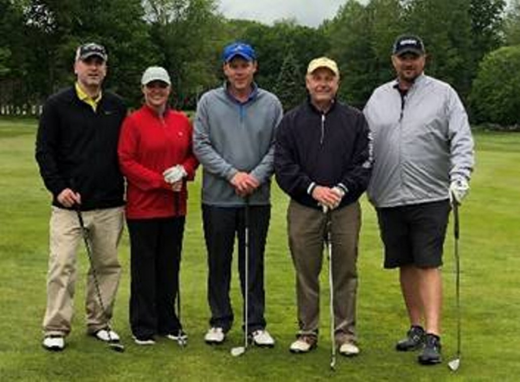 The five Mid-Maine Chamber of Commerce Chamber Golf Classic winners who tried their luck at $1,000,000, from left, are Todd Desjardins, of Keybank; Deborah Dow, of Bangor Savings Bank; Tony Dessent, of Pepsi; Mike Fortin, of Fortin's Home Furnishings; and Jonathan Seavey, of Gordon Contracting.