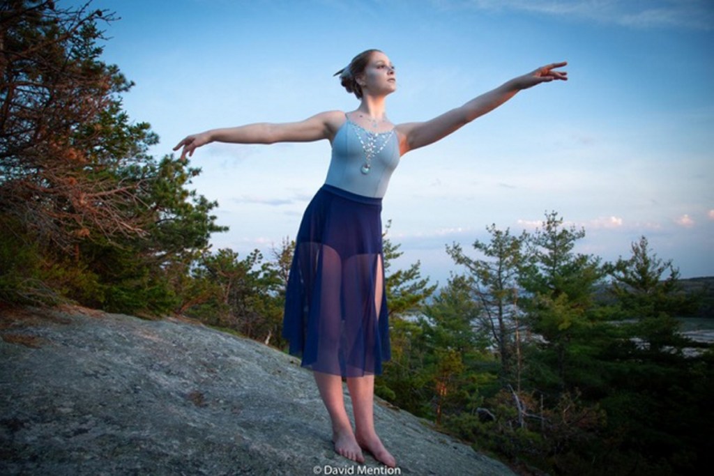 The Mountain Goddess portrayed by Eliza Rudalevige represents the peak of the mountain that The Wanderer climbs in Act II of Apex by Resurgence Dance Company