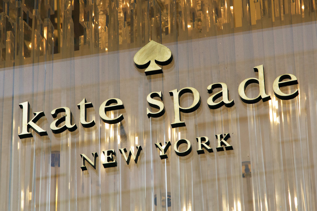 The Kate Spade logo is shown at her Madison Avenue store on Tuesday in New York. 