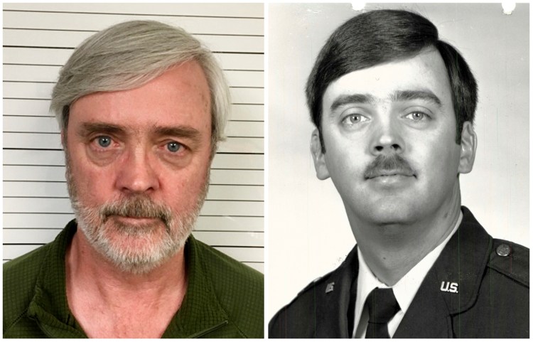 This combination of photos provided by the U.S. Air Force Office of Special Investigations shows William Howard Hughes Jr., after being captured in June 2018, at left, and an image from his time at the U.S. Air Force. Hughes, a Kirtland Air Force Base officer with top security clearance, disappeared 35 years ago and was found in California after a fraud investigation involving a fake identity he had been using. 
