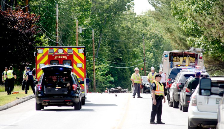 Minot Avenue in Auburn was closed near the Minot line as police reconstructed a motorcycle accident Saturday afternoon. 