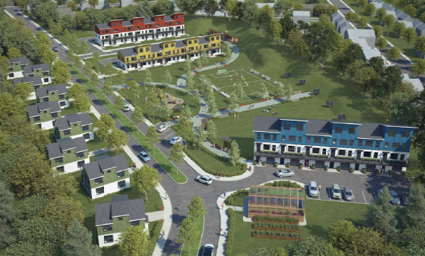 This rendering shows the O'Neil Street neighborhood redevelopment proposal. 