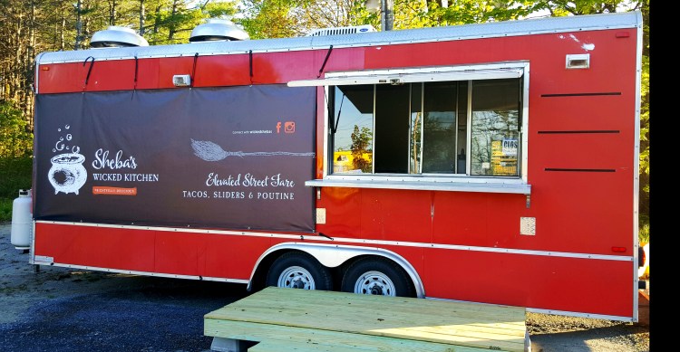 Artsy food trucks like this tomato-red Sheba’s Wicked Kitchen vehicle bring creative walk-up food choices to foodies all over Maine.  Contributed photo from Sheba’s Wicked Kitchen

