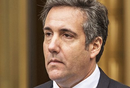Michael Cohen, personal lawyer to President Trump, exits Federal Court in New York in April.  