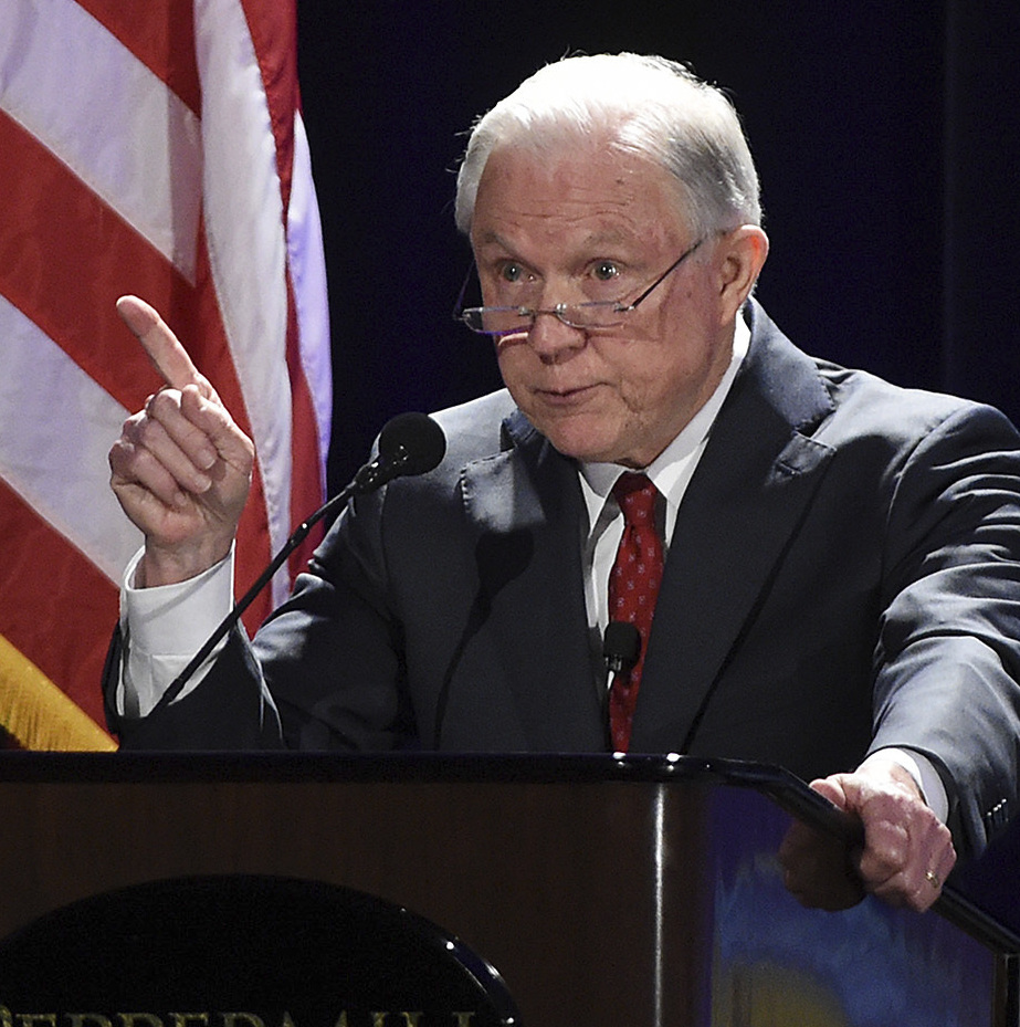 U.S. Attorney General Jeff Sessions talks about immigration at an event in Reno, Nev., on Monday.