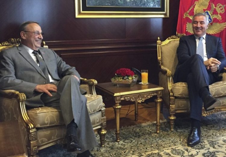 Gov. LePage meets with Montenegro President
Djukanovic. "I really hope that our countries, Maine and Montenegro, develop a good economic trade ... we are going to send you some lobster," LePage said Monday.
Photo from Gov. LePage's Twitter feed.