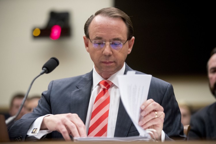 Deputy Attorney General Rod Rosenstein appears before a House Judiciary Committee hearing in late June.