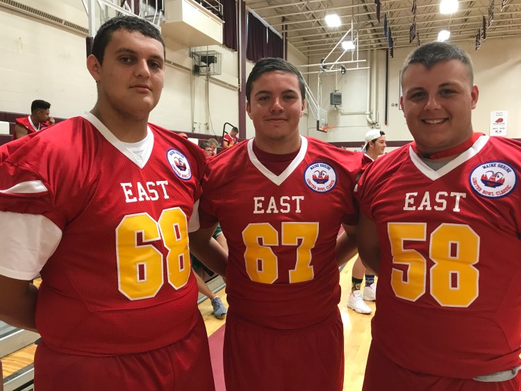Brunswick High graduates, from left, Elijah Gagnon, Max Friedman and Bailey Pelletier will play in Saturday’s game.