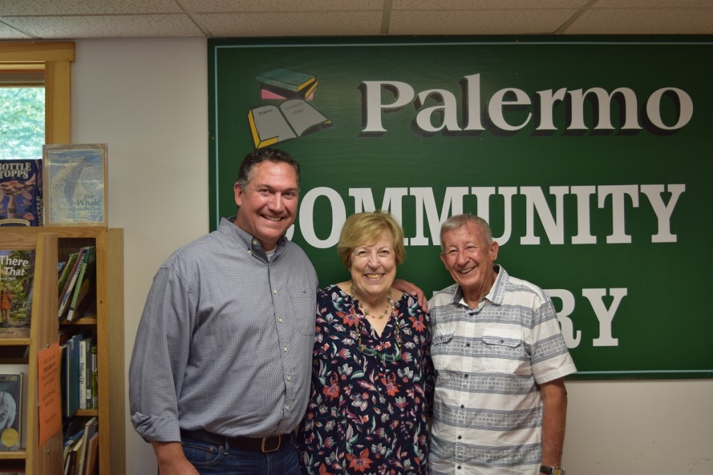 From left are current State Librarian Jamie Ritter, with former state librarians Linda Lord and Gary Nichols at the Palermo Community Library's 16th annual meeting.
