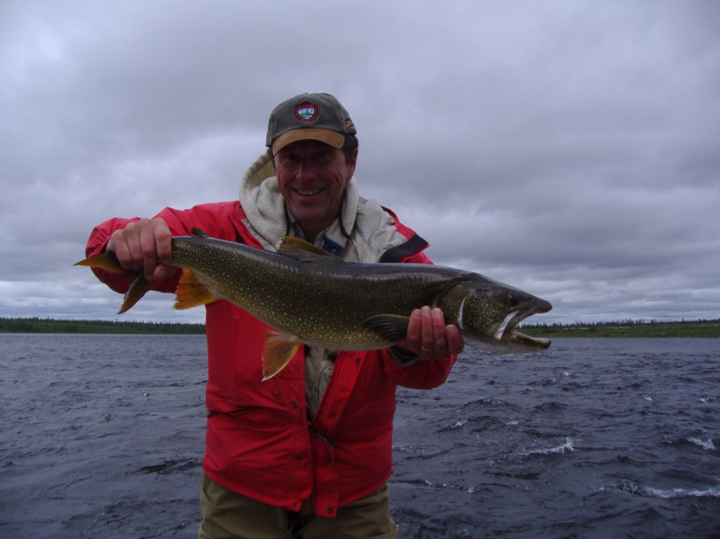 George Smith fishing for brook trout on Leaf River in northern Quebec.