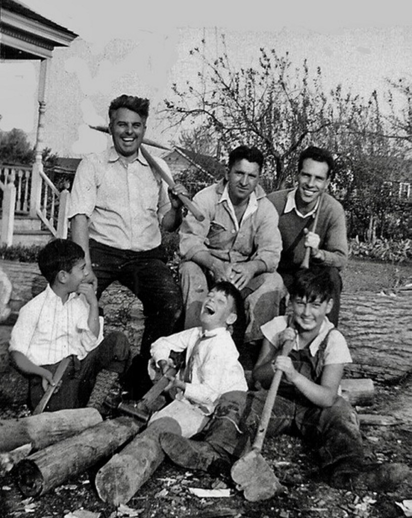 A photo taken after the Hurricane of 1938 with the Soares boys in front and Liz Soares' grandfather, top left.
