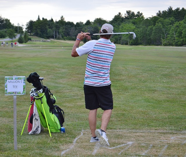 Eddie McCarty during the million-dollar shot contest at the Whitefield Lions Club's 12th annual golf tournament held July 14 at Sheepscot Links in Whitefield.