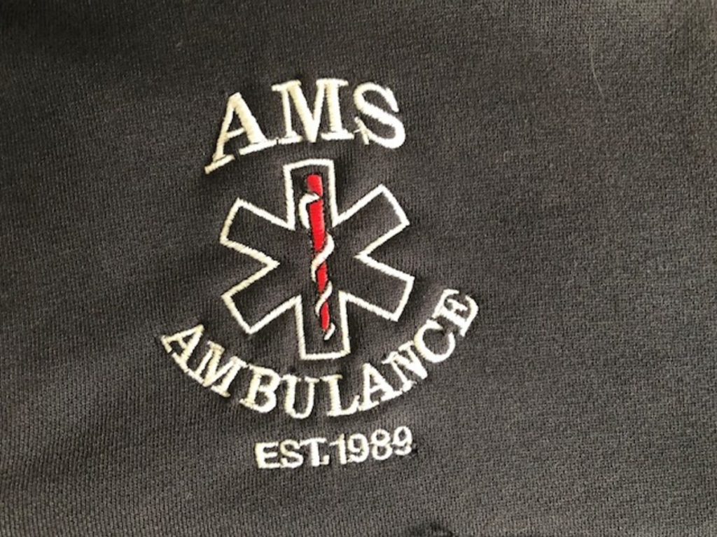 The logo for the Anson-Madison-Starks Ambulance Service.