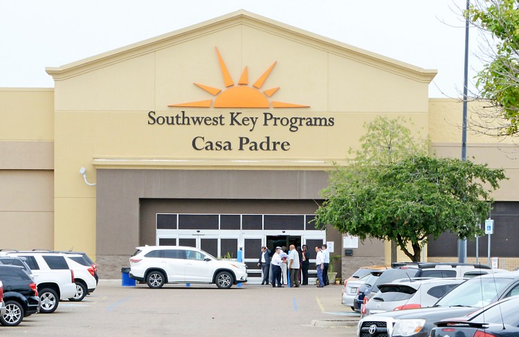 Dignitaries take a tour on June 18 of Southwest Key Programs Casa Padre, a U.S. immigration facility in Brownsville, Texas, where children who have been separated from their families are detained. 