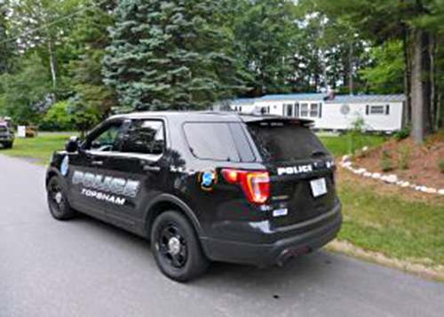 Topsham police respond to the home on Raymond Road where a toddler from Wiscasset was attacked by a dog this month. 