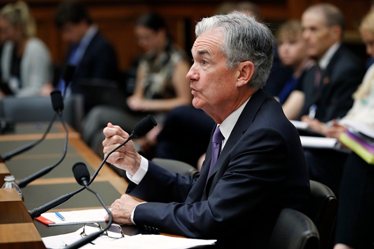Federal Reserve Board Chair Jerome Powell testifies during a House Committee on Financial Services hearing on Wednesday.