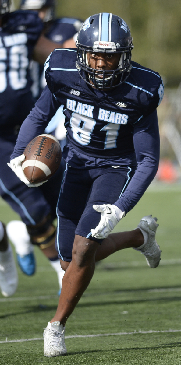 Maine offensive coordinator Nick Charlton says the team plans to find more opportunities to get the ball into the hands of Earnest Edwards, who averaged more than 17 yards per catch last season.