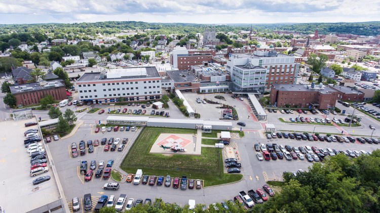An aerial view of Central Maine Medical Center in Lewiston taken Aug. 9, 2018. (Russ Dillingham/Sun Journal)