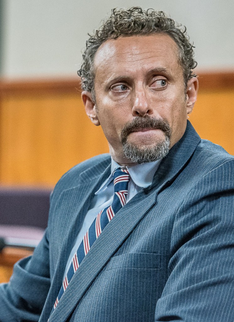 Seth Carey looks to supporters during his hearing in Cumberland County Superior Court.