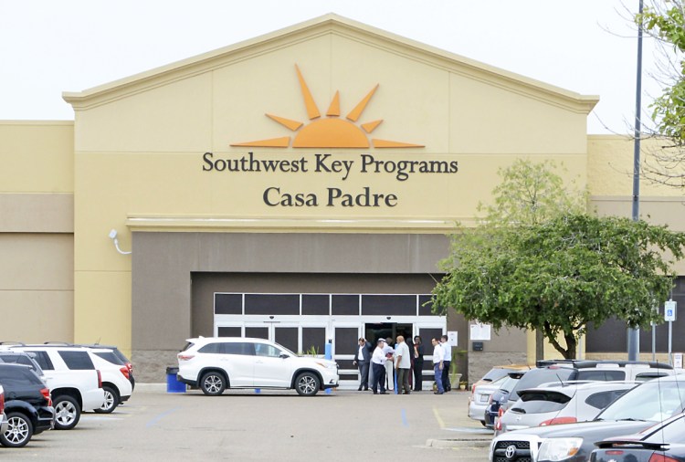 Dignitaries take a tour of Southwest Key Programs Casa Padre, a U.S. immigration facility in Brownsville, Texas, where children were detained in June.