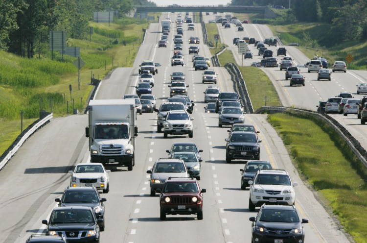 Traffic travels along Interstate 95 in Scarborough in July 2015. In Maine, I-95 stretches about 310 miles from the New Hampshire border to the Canadian border near Houlton and includes the roughly 110-mile Maine Turnpike.