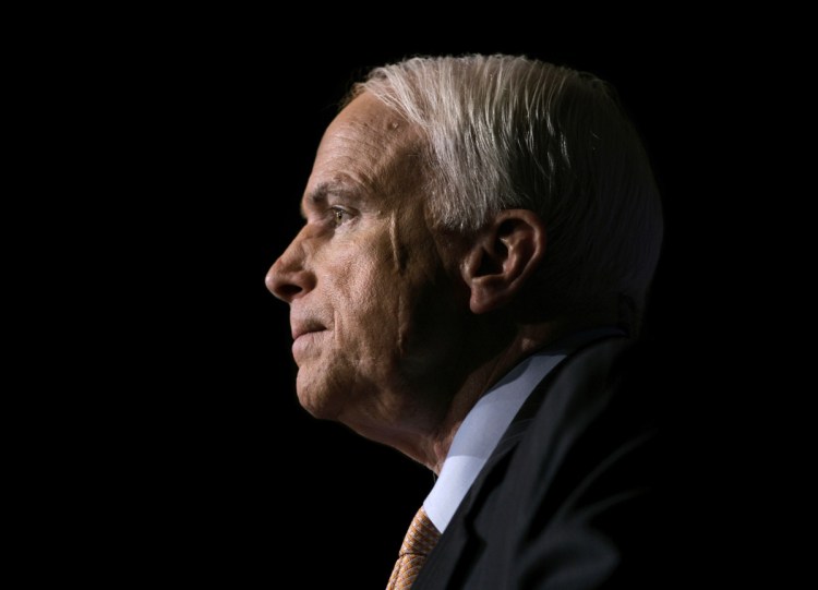In this Nov. 16, 2006, file photo, Sen. John McCain, R-Ariz., pauses while speaking to the GOPAC Fall Charter Meeting in Washington. The former POW, longtime senator and one-time presidential candidate died Saturday after battling brain cancer. Associated Press/J. Scott Applewhite