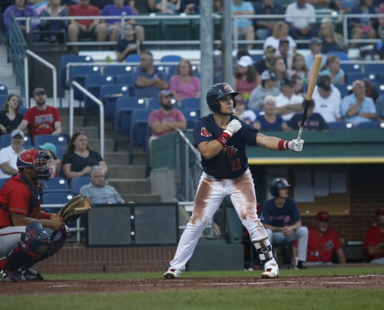 Michael Chavis is heading to Triple-A Pawtucket after batting .303 with six home runs with the Sea Dogs this summer. (Photo by Derek Davis/Staff Photographer)