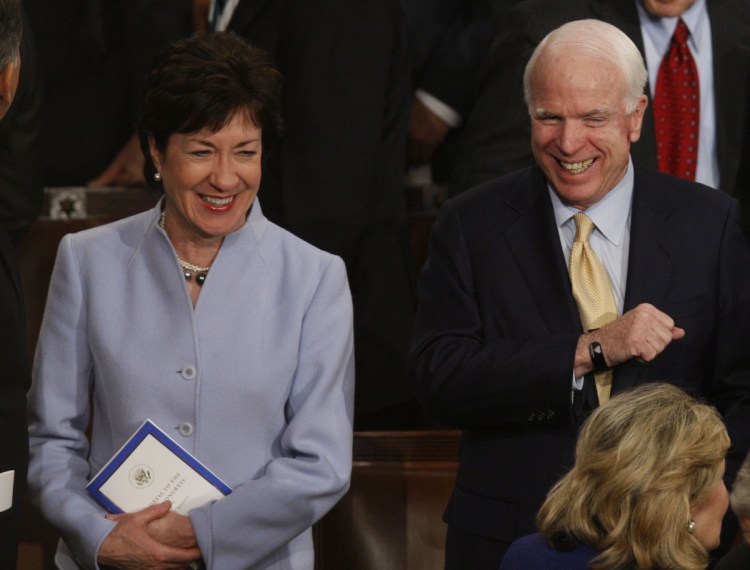 Maine Republican U.S. Sen. Susan Collins, shown with Republican U.S. Sen. John McCain in 2009, said Sunday: "I am going to miss the fact that he was so much fun."