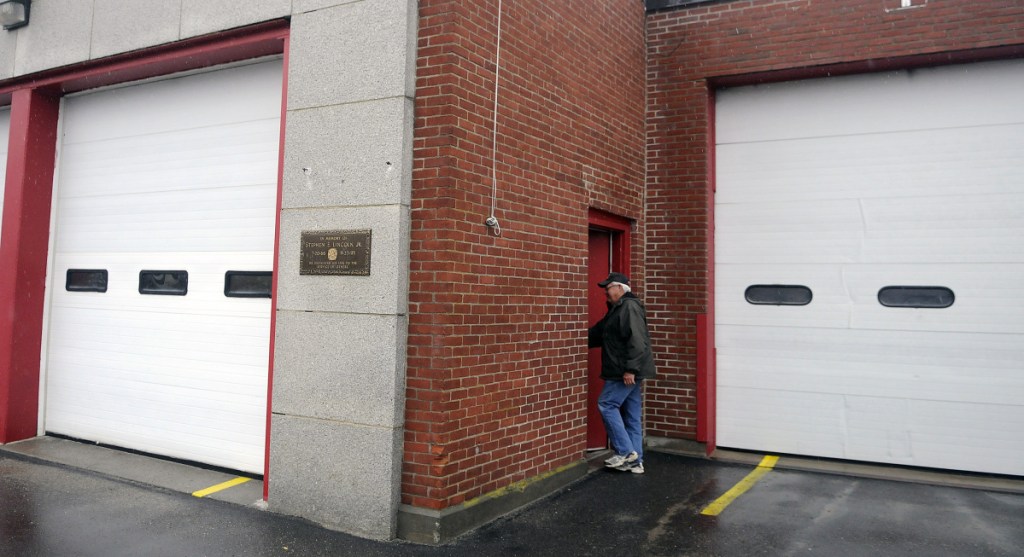 Winthrop Fire Dept. Deputy Chief Dave Currie enters the old fire station April 12, 2016. A Winthrop man has bid $160,100 for the Main Street property, which is valued at $272,900.