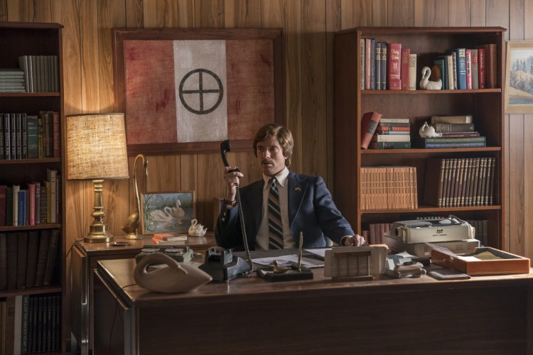 This image released by Focus Features shows Topher Grace in a scene from "BlacKkKlansman."