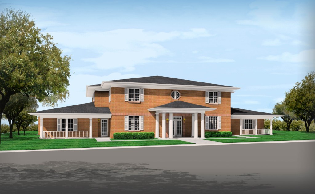 An artist's rendering shows what the Fisher House at Togus will look like once complete. The facility will provide lodging for families of veterans there at Togus.