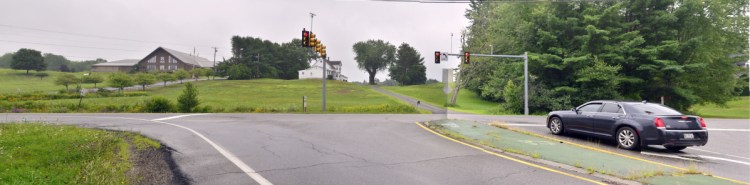 The site of proposed of an apartment complex is seen Tuesday at the intersection of Leighton Road and Civic Center Drive in Augusta. The Augusta Elks Club is at top left, and the driveway that lines up with Leighton Road would be driveway for complex.