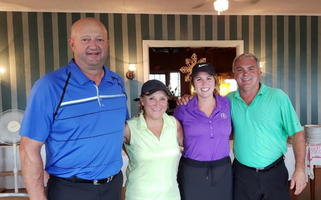 First place — mixed division winners, from left, are Greg Nemi, Ann Nemi, Brittany DiPompo and Dan DiPompo.
