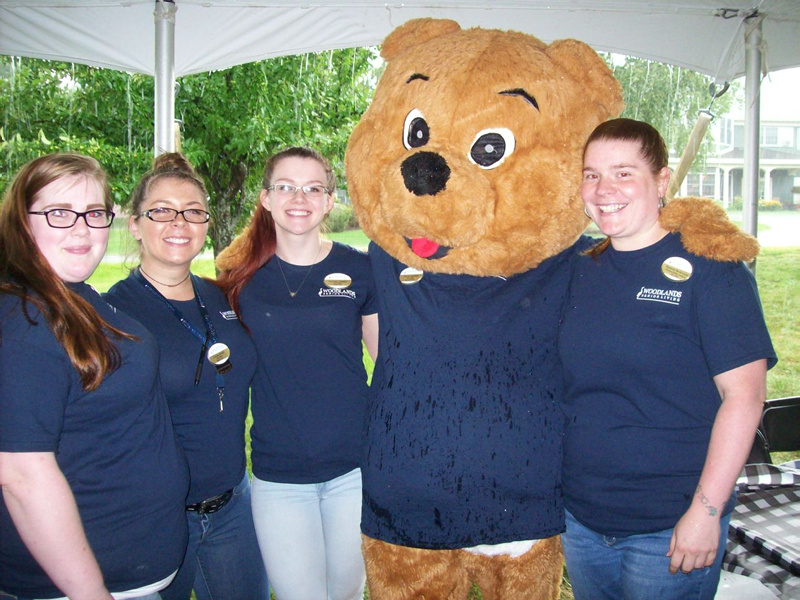 <a href="http://www.woodlandsmaine.com">Woodlands Senior Living</a> held a First Responder Appreciation event honoring local first responders on Aug. 15 at the organization's Waterville location. Woodlands Senior Living staff from left are Paxton Picard, Emma Bean, Lindsey Giggey, Woody the Bear and Rayann Nickerson.