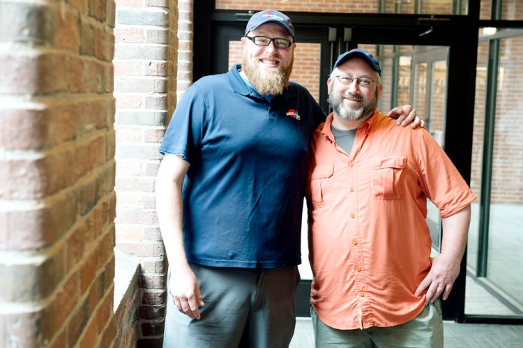 Matt Johannes, left, and Ben Low, owners of the new Side By Each Brewing Co. opening later this year in Auburn.
