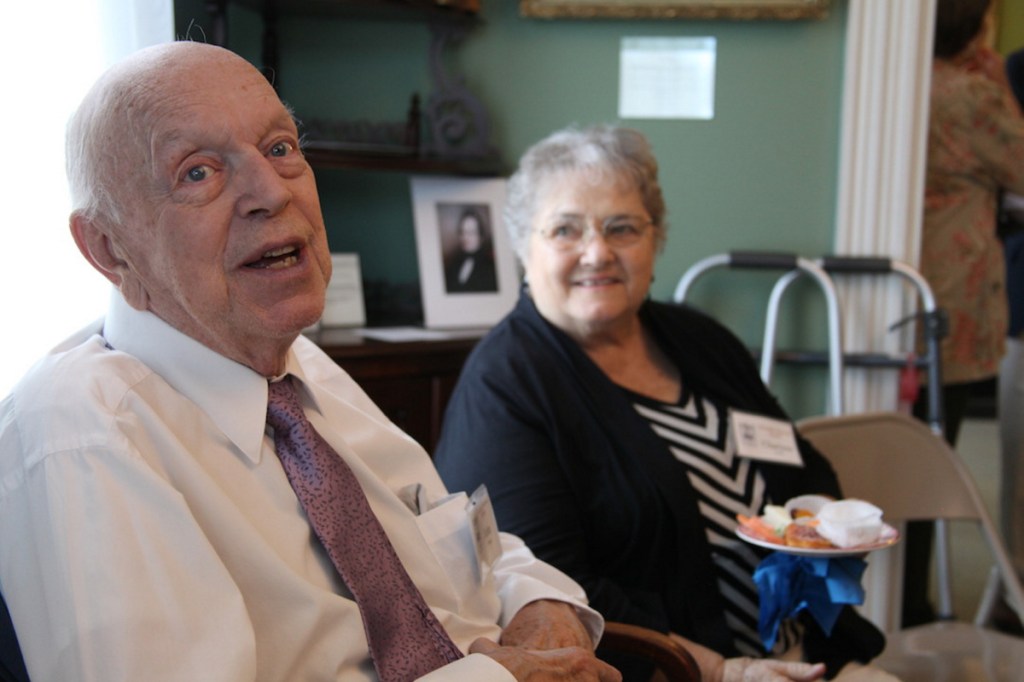 John Bridge was honored Saturday by the Kennebec Historical Society for his contributions to the society. Bridge, a former Augusta mayor and construction business owner, has also been a generous donor to other local organizations. At right is his wife, Charlene Bridge.