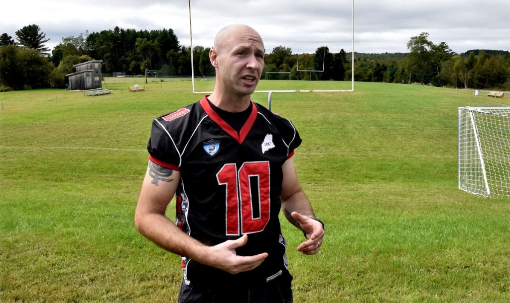 Eligah Munn, a wide receiver for the Twin City Riot football team, has played for 17 years in the New England Football League and says his team, which has found a home at Linkletter Field in Athens, is open to suggestions about a new name.