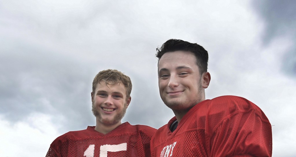 Cony High School quarterbacks Riley Geyer, left, and Dakota Andow are battling for the same job, but both have provided results on the field for the Rams.