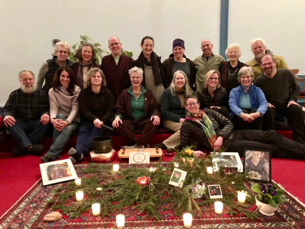 Peaceful Heart Sangha members enjoyed their 10-year celebration this spring. This free mindfulness meditation group meets from 6:30 to 8 p.m. every Monday in the Unitarian Universalist Community Church, 69 Winthrop St., Augusta, and from 8 to 9:30 a.m. every Thursday at River Studio, 332 Water St., Hallowell. Member Julia McDonald is in front. Second row from left are Peter Hagerman, Jennifer Cook, Sarah Land, Lynn Deeves, Pam Robson, Cary Colwell, Janet Favor and Steve Kibler. Back, from left, are Vendean Vafiades, Marty Soule, Greg Fahy, Meg Dellenbaugh, Rachel Dyer, Rob Rowland, Lorna Doone and Jonathan Leach.