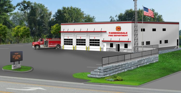 A rendering of a proposed new Farmingdale fire station.